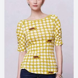 Anthropologie | Postmark Here & There Jaguar Panther Half Sleeve Polka Dot Tee